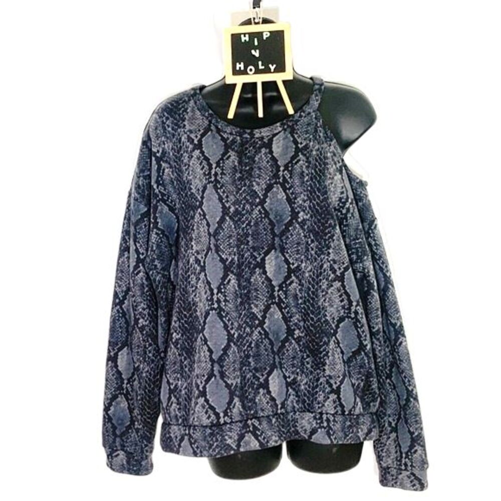 Express One Eleven Snake Skin  Cold Shoulder Long Sleeve Gray Size Small